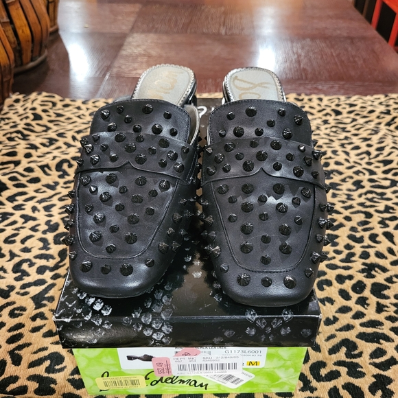 Sam Edelman Black Leather Studded Mules - Picture 2 of 5